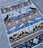 Coastal Shetland Inspirited Fair Isle Knitted Print Puffin Coastal Scene A4