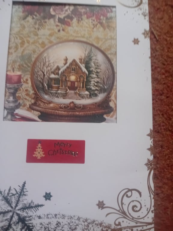 Christmas Snow globe Aperture Card handmade 