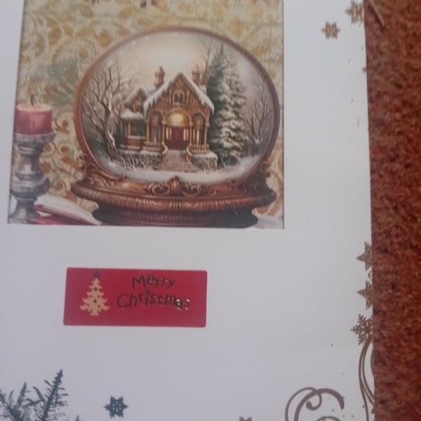 Christmas Snow globe Aperture Card handmade 