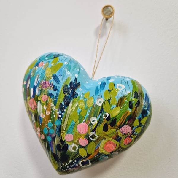 (For Catherine)Floral Abstract Heart hanger