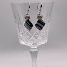 Economy zebra Jasper square drop earrings
