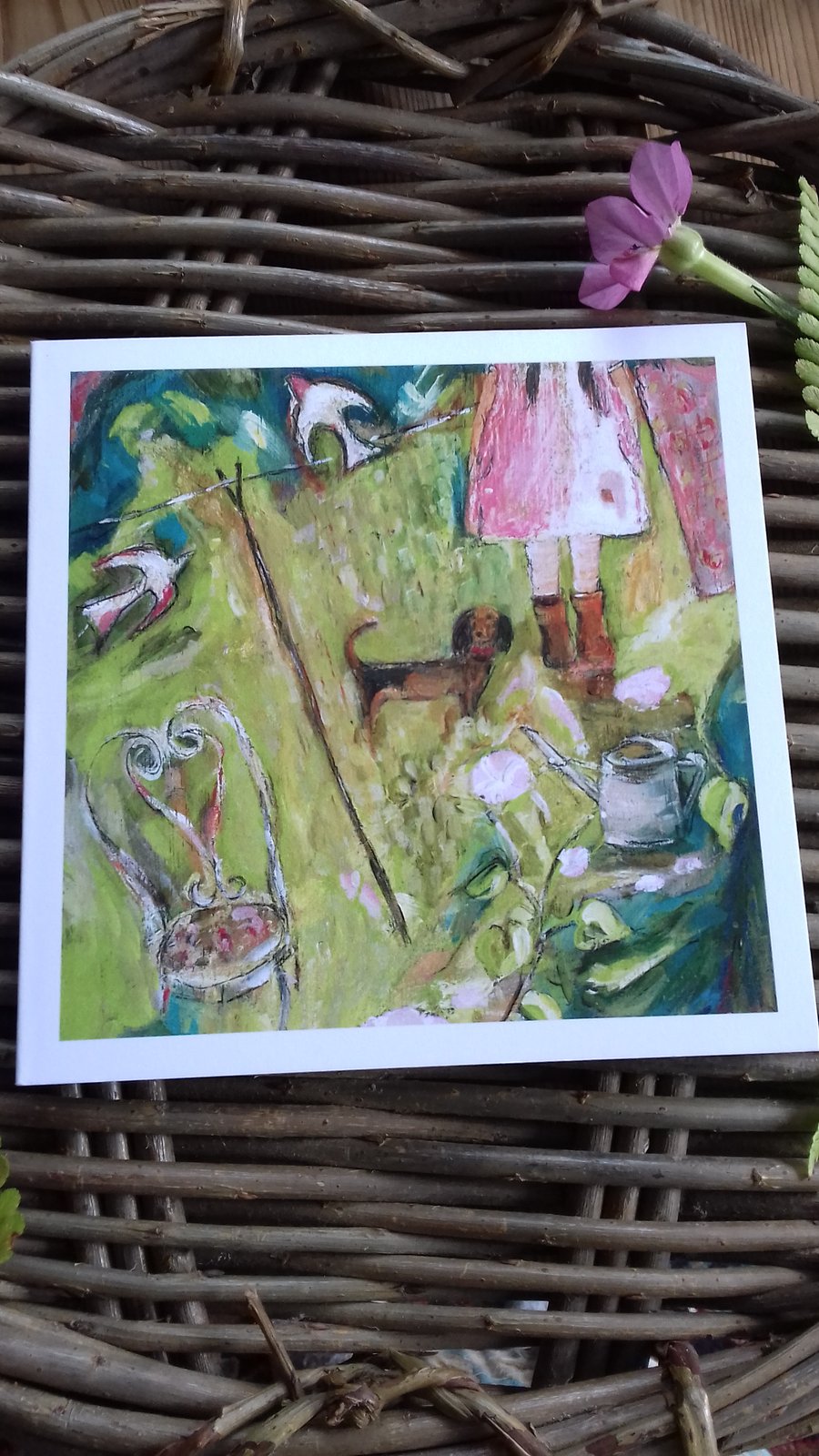 Set of four cards from orginal garden paintings 