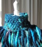 Peacock Blue scarf with tassels - Image 2