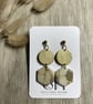 Handcrafted Gold & Beige Hexagon Marble Effect Polymer Clay Earrings - Image 3
