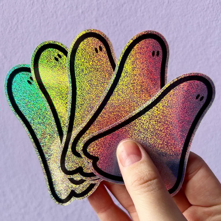 Rainbow Glitter Ghost Sticker
