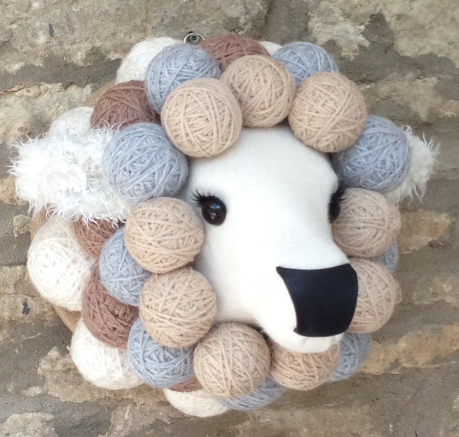 Faux taxidermy fabric Ba Ba sheep animal head wall mount