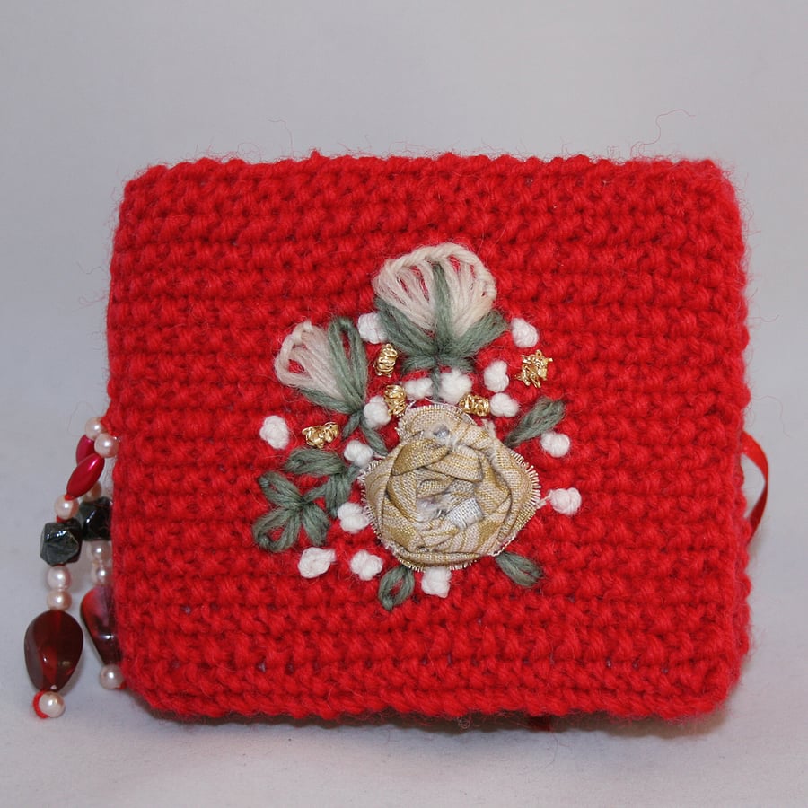 Image of Embroidered Book - Cream Roses