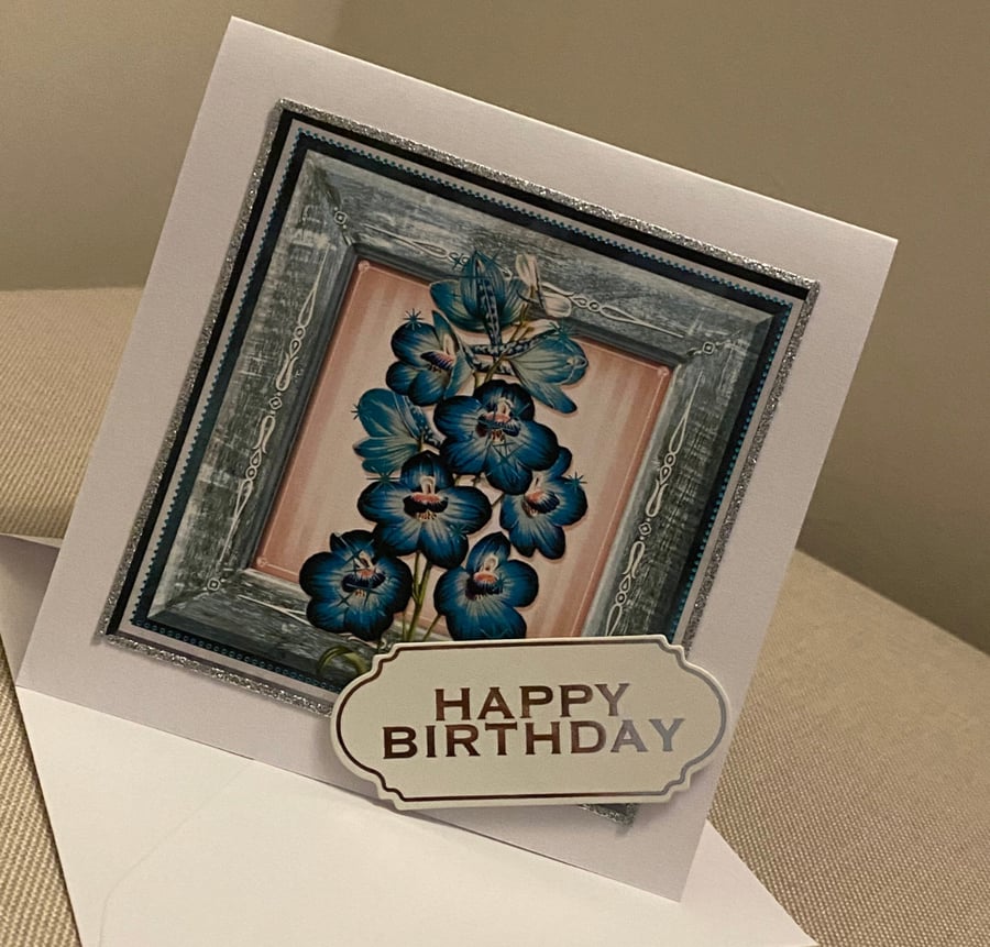 Handmade Orchid Birthday Card