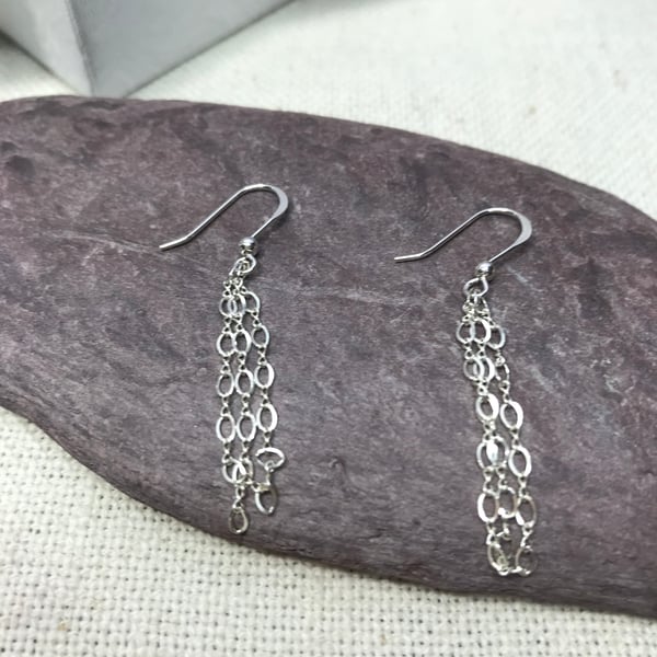 Sterling silver cascade earrings