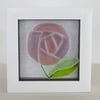 Framed Art Nouveau Single Rose Fused Glass Picture 