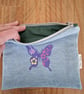 Handmade Upcycled Denim Purse - Purple Butterfly - Image 4