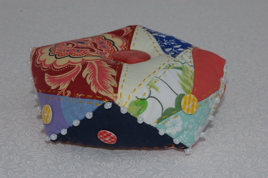 Pin Cushion Large Patchwork Biscornu Pin Cushion