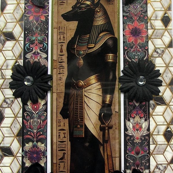 Egyptian God Anubis - Hand Crafted Decoupage Greeting Card - Blank (3287)