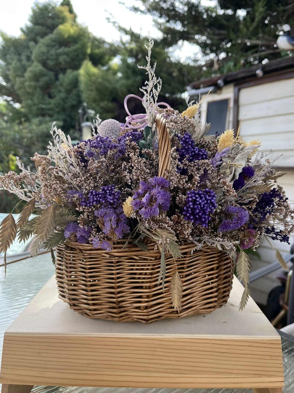 Dried Flower Basket - Purple