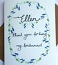Personalised- wildflower thank you for being my bridesmaid card - Image 2