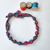 Teal, Green, Orange-red Geometric Liberty Print Fabric Necklace  - Ziggy C Print