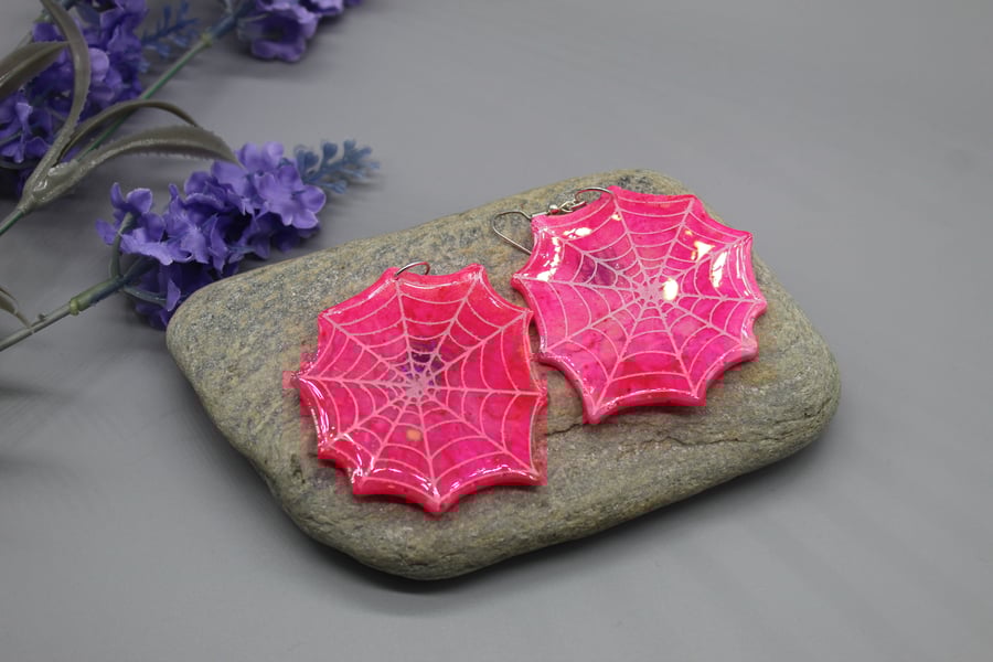Spider Web Earrings, Resin Spiderwebs, Resin Earrings, Summerween, Spooky Cute