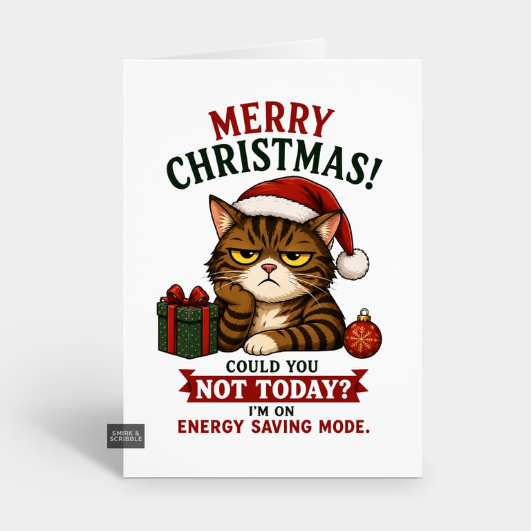 Funny Christmas Card For Him Or Her - Not Today Cat