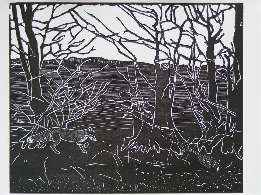 Midwinter - Limited Edition Woodcut Print - Original Art for Wildlife lovers