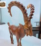 Hand Carved Wooden Ibex Statue Antique Mountain Goat Art Spiral Horns - Image 5