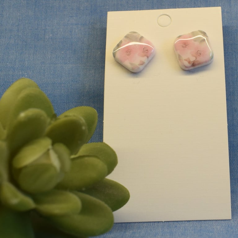 Floral Square Stud Earrings
