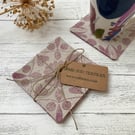 Hand Printed Linen Coaster Set