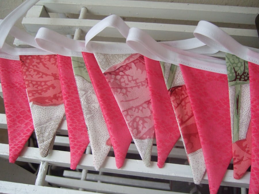 Bunting in Botanical and Pink Fabrics