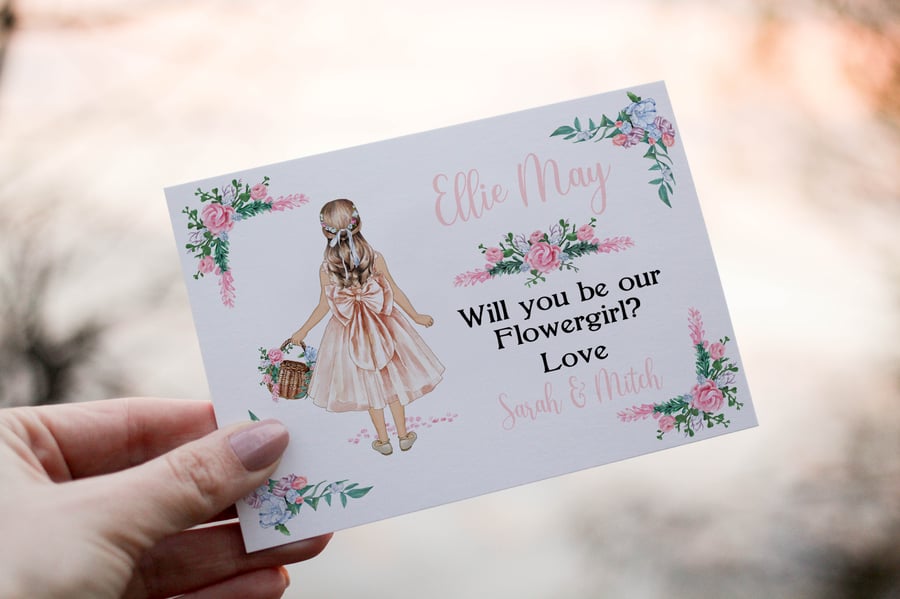Flower Girl Wedding Card, Will You Be My Flower Girl Card, Custom Wedding Card