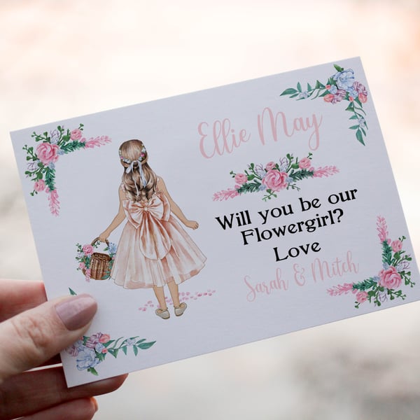 Flower Girl Wedding Card, Will You Be My Flower Girl Card, Custom Wedding Card