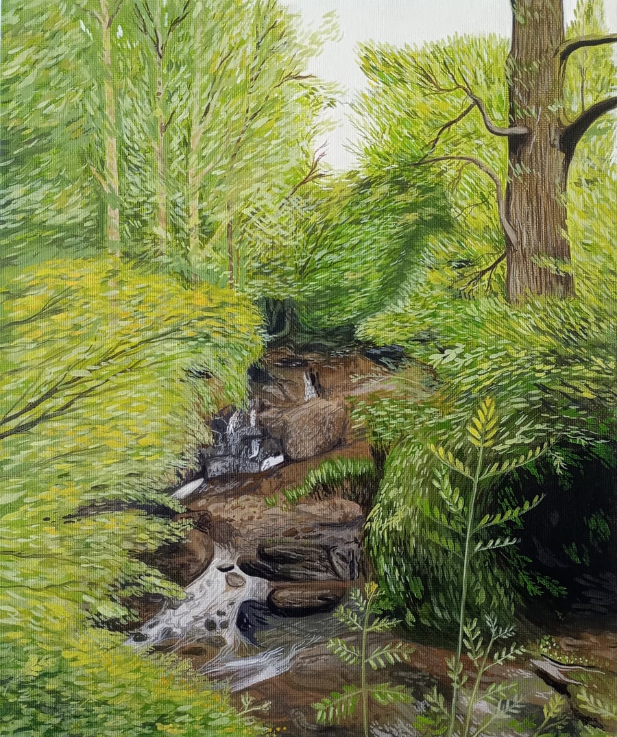 Forest Stream - Original Oil Painting on Canvas