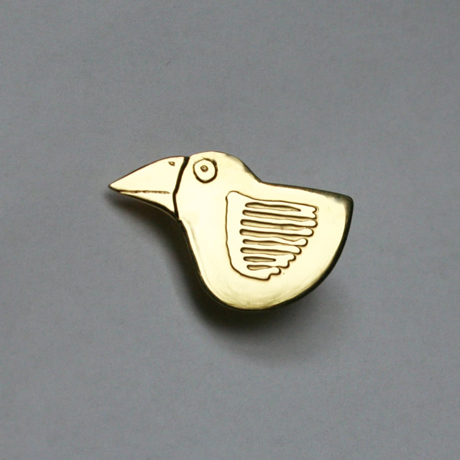 BIrd brooch, tiny, little golden brass bird