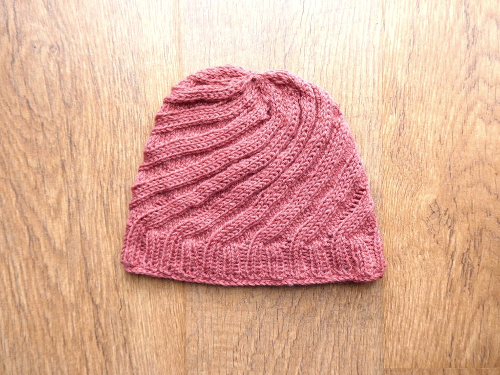 Knitted handmade terracotta merino wool hat