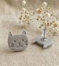  Cat Face Stud Earring - 1 Pair (6 Designs Available) - Gift for Cat Lovers