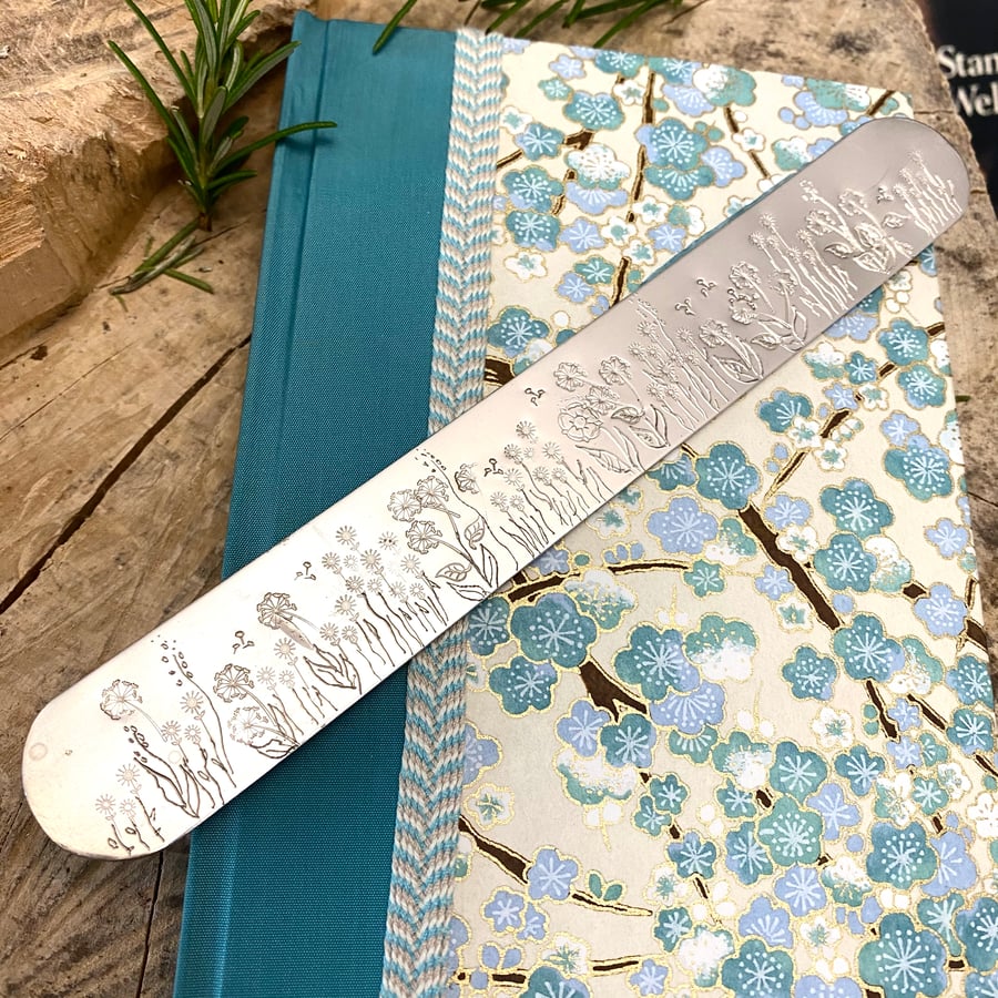 Silver Meadow Bookmark. Solid silver engraved Bookmark made from Solid Sterling