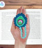 Blue and green peacock feather crochet bookmark, pagekeeper. - Image 6