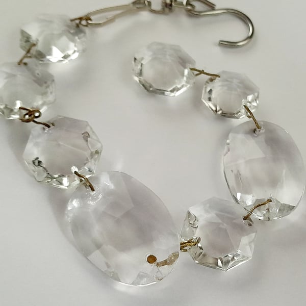 Vintage Chandelier  oval crystals