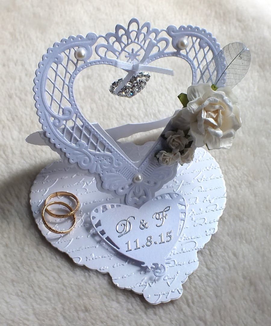 Luxury Handmade Personalised Wedding Heart Easel Card