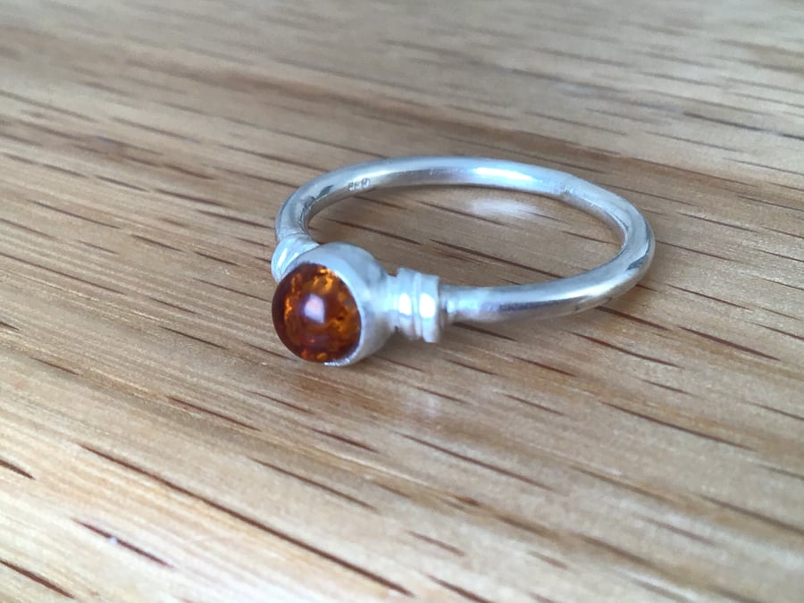 Amber Sterling and Fine silver embellished ring