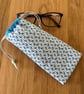 Glasses case, sunglasses pouch, padded, with drawstring,  in blue & white stripe