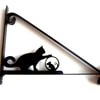Cat Playing with Mouse Ball Silhouette Scroll Style Hanging Basket Bracket