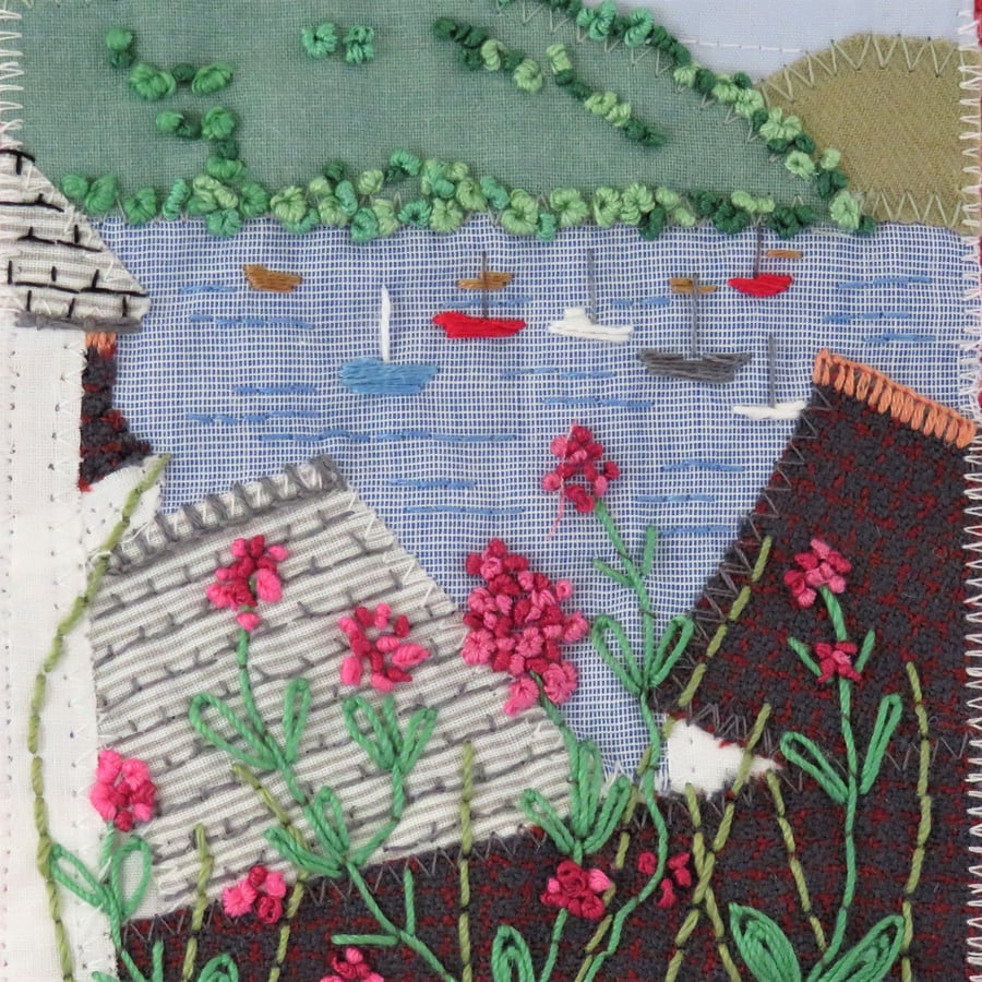 St Mawes - over the roof tops - Textile Hanging