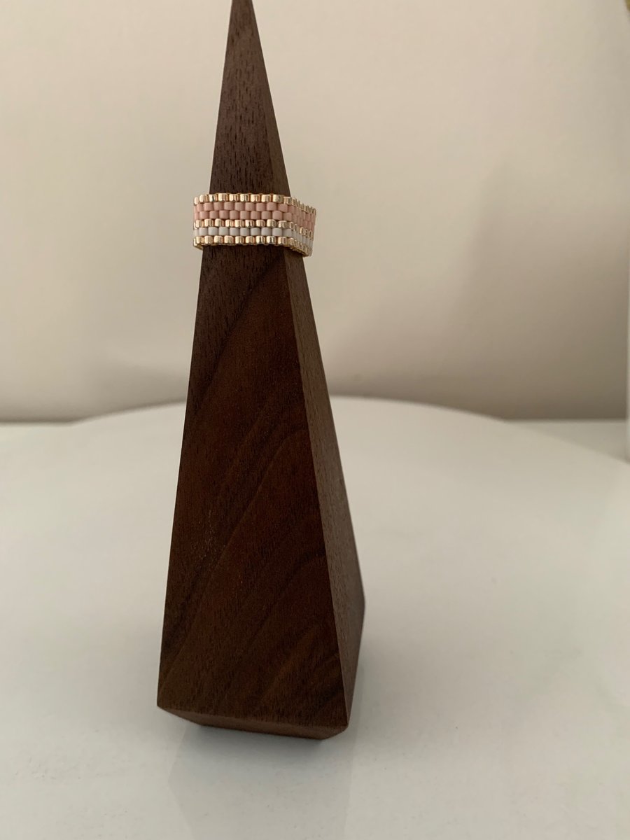Soft coloured beaded ring