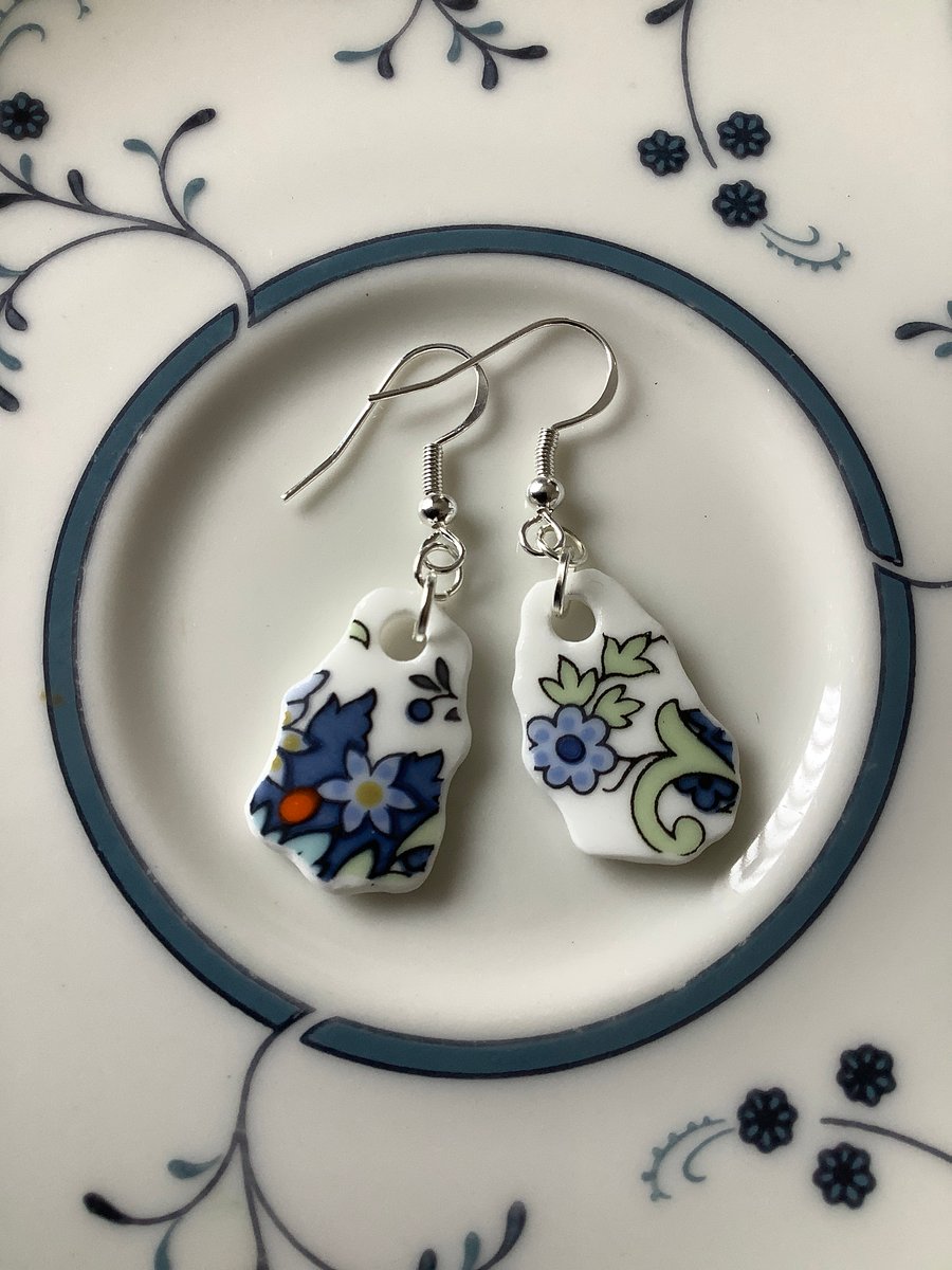 Handmade Ceramic Earrings One of a Kind Sterling Silver