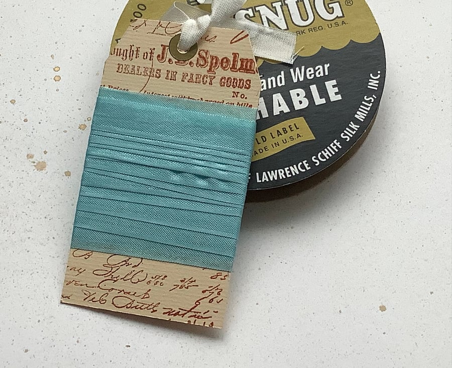 VINTAGE style  ribbon  ( silky seam binding)  ' Sky'. Blue.  .4yds  ....