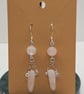 Polished Rose Quartz Crystal Dangle Earrings, Sterling Silver Hooks - Image 4