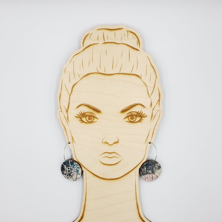 Nautical hooped dangly earrings, blue, white, baby pink, grey