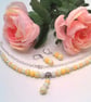 Yellow Glass Bead Necklace and Earrings, Gift Set, Yellow Necklace & Earrings - Image 1