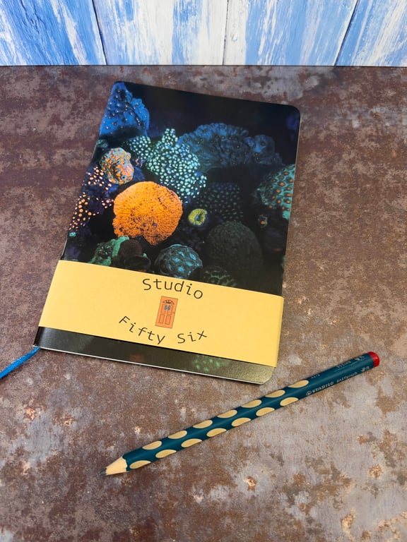 Notebook, Marine themed, A5 (ish), made from up-cycled and recycled materials.