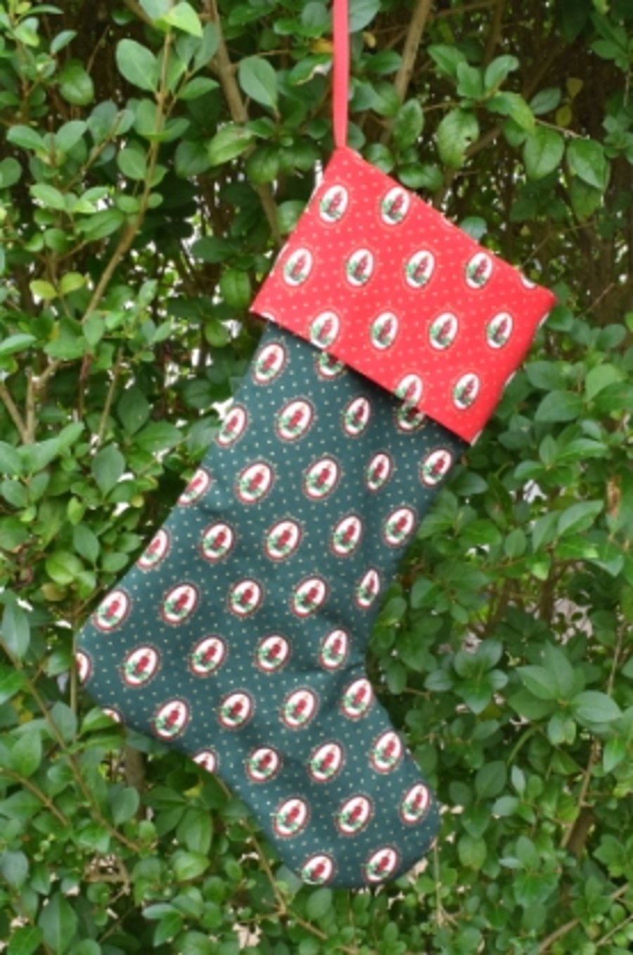 Santa's Christmas Stocking In Festive Fabric