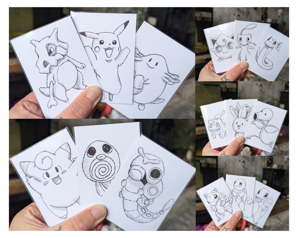 Set of 15 Pokemon ACEO Sketches